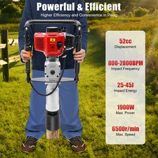 52CC Gas Powered Post Driver 2 Stroke 1900W Fence Pile Driver w/ 3 Sleeves