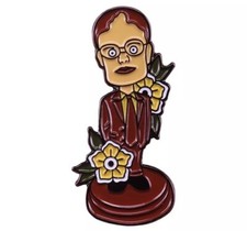 US The Office Dwight Schrute Bobblehead Dunder Miflin Scranton Metal Enamel Pin