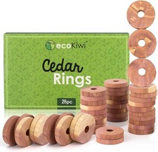 28x ecoKiwi Moth Repellent Cedar Rings Natural Anti Moth For Rooms & Clothes