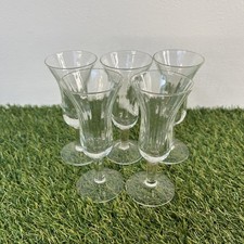 Set Of 5 Vintage Stemmed Cordial Glasses Liqueur Shot Flared 11cm Tall
