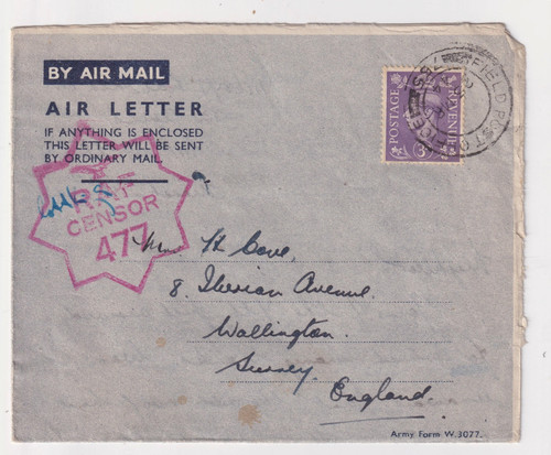Barletto italy 1943 air letter - barletto,
