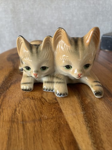 Vintage porcelain tabby cat - vintage,