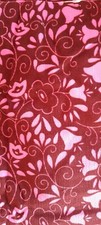 Brown Needlecord With Cerise Pink Flowers Fabric USED