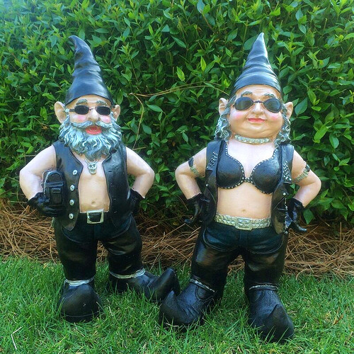Biker gnome statue - biker,