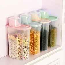 4 Pcs Airtight Cereal Containers Dispenser Food Storage Dry Food Kitchen 1.9L
