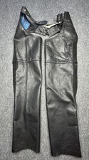 X Element Leather Chaps Mens XS Black Motorcycle Riding Zip Leg Biker Pants