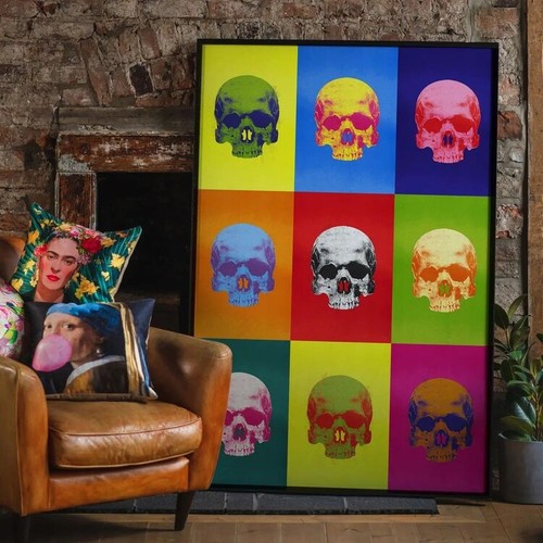 Pop art neon coloured skulls - coloured,