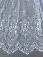 2 Vintage White Floral Lace Curtains – Embroidered Sheer Panels 280x260cm