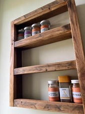 Rustic Handmade Herb And Spice Rack Shelf Wall Hanging Oak Stained small