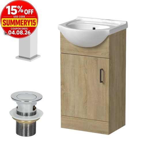 450mm oak bathroom vanity unit - 450mm,
