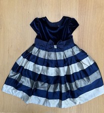 Jona Michelle Girls Blue/Silver Stripe Holiday Occasionwear Dress , 3 yrs