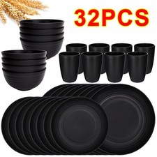 32PCS/SET Black Dinnerware