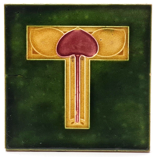 Antique fireplace tile moulded - antique,
