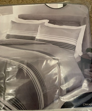 BNIB King Size Duvet Set - Grey Black & White stripe 230cms x 228cms