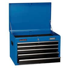 Draper 35746 Metal Tool Chest Storage Box 5 Drawer Toolbox Ball Bearing Blue