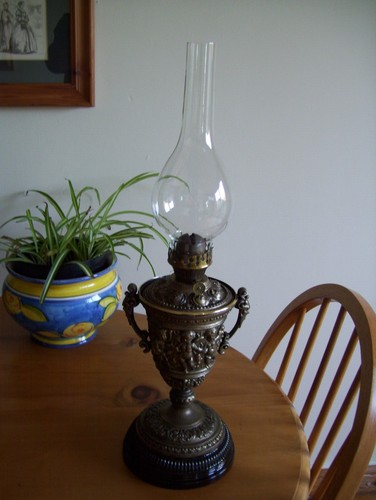 Superb victorian spelter oil - spelter,