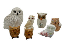 Assorted Owl Figurines Collectible Bird Lot 6 Ceramic Porcelain Decor | C39 G268