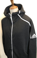 ADIDAS ZIP UP HOODED SWEATSHIRT TOP SIZE XXL BLACK
