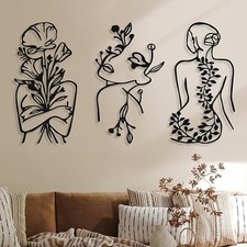 3 Pcs Metal Wall Art Decor Minimalist Abstract Woman Wall Art metal Modern Line