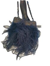 Betsey Johnson Evening Bag, Lovely Blue Feathery Feature.