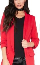 UK Ladies Women Frill Ruffle Blazer 3/4 Sleeve Duster Casual Office Coat Jacket