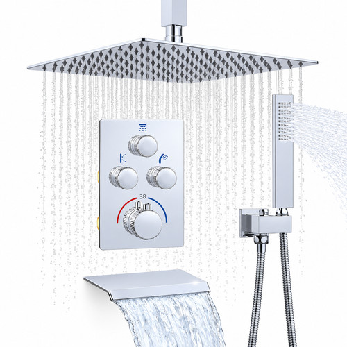 16in chrome thermostatic - chrome, rain