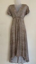 MARA HOFFMAN (M) Pure Silk Dip Hem Maxi Dress. Animal Print.