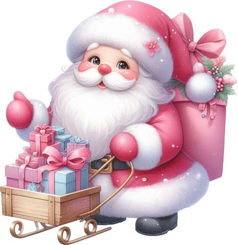 Pink christmas santa sleigh - christmas,