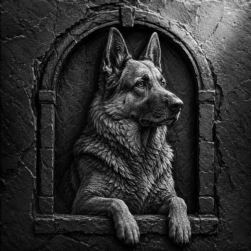 German shepherd dog - shepherd, engraved