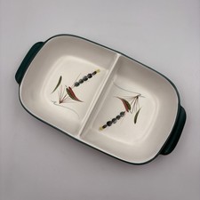 Denby Stoneware Greenwheat Rectangular Divided Serving Dish 30cm Vintage Ceramic