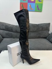 Thigh High Black Matte Boots – 3" Kitten Heel Pointed Toe Over Knee Women UK 4–8