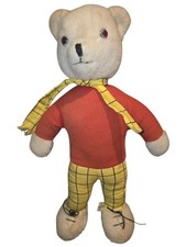 Rupert Bear teddy by Pedigree - 1960s - 35cm/14in - vintage/old/antique