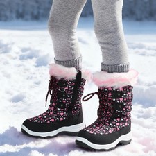 Boys Girls Waterproof Snow Boots Warm Mid Calf Winter Outdoor Boots for Kids