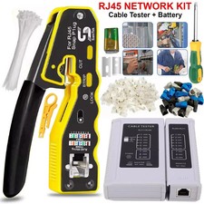RJ45 Network Tool Kit Cat5e/6 Ethernet Crimper Pass-Through Crimp Tester LAN