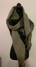 Warehouse Black Grey Knit Long Scarf Shawl Polyester Blend
