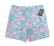 SURF SOCIETY Men's Swim Trunks Lined MESH PINK BLUE DRAWSTRING Size XL XLARGE
