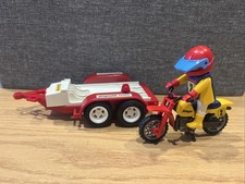 PLAYMOBIL OFF-ROAD MOTORBIKE MOTORCYCLE BIKE SCRAMBLER WITH RIDER &  TRAILER