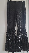 Sequin Women's Trousers Size M , (12) Bell Bottom Disco Pants 