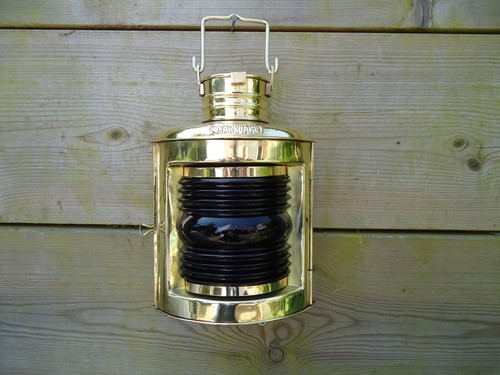 Ships brass starboard oil lamp - starboard,