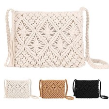 Straw Crossbody Bag for Women Bohemian Shoulder Bag Woven Crochet Purse Handbag