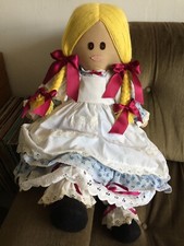 VINTAGE HANDMADE GORGEOUS CLOTH LARGE RAG DOLL 25.5" TALL