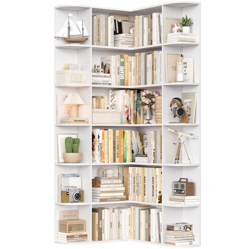 Shaped corner bookcase - bookcase, with