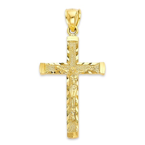 Solid gold cross pendant - gold, 10