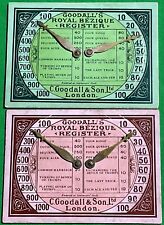 2 x Old Antique Goodall * BEZIQUE REGISTERS Playing Cards Game Markers Scorers 6
