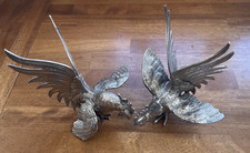 Vintage Fighting Cockerels, White Metal
