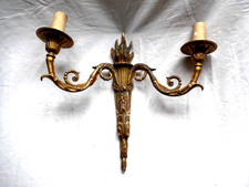wall light Brass electric  with two branches for bulbs ornate torch