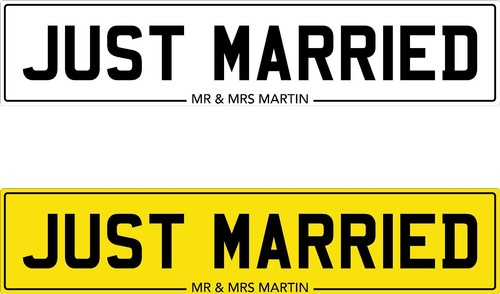 Just married number - just, plate