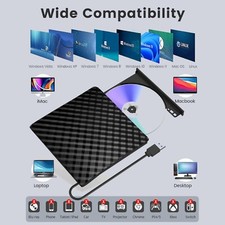 External CD DVD Drive for Laptop USB 3.0 Slim Portable Player CD DVD RW