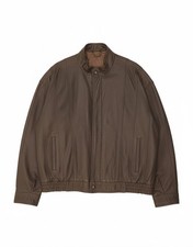 ST MICHAEL Mens Leather Bomber Jacket UK 42 XL Grey Leather BI10