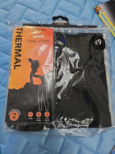 Asda men thermal black long - black,